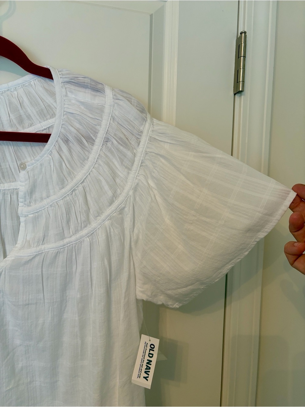NWT Old Navy White Short-Sleeve Peasant Blouse - Picture 3 of 6